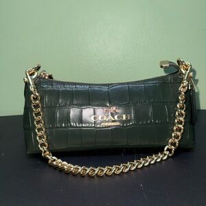 Coach Outlet Green Croc-Embossed Charlotte Bag